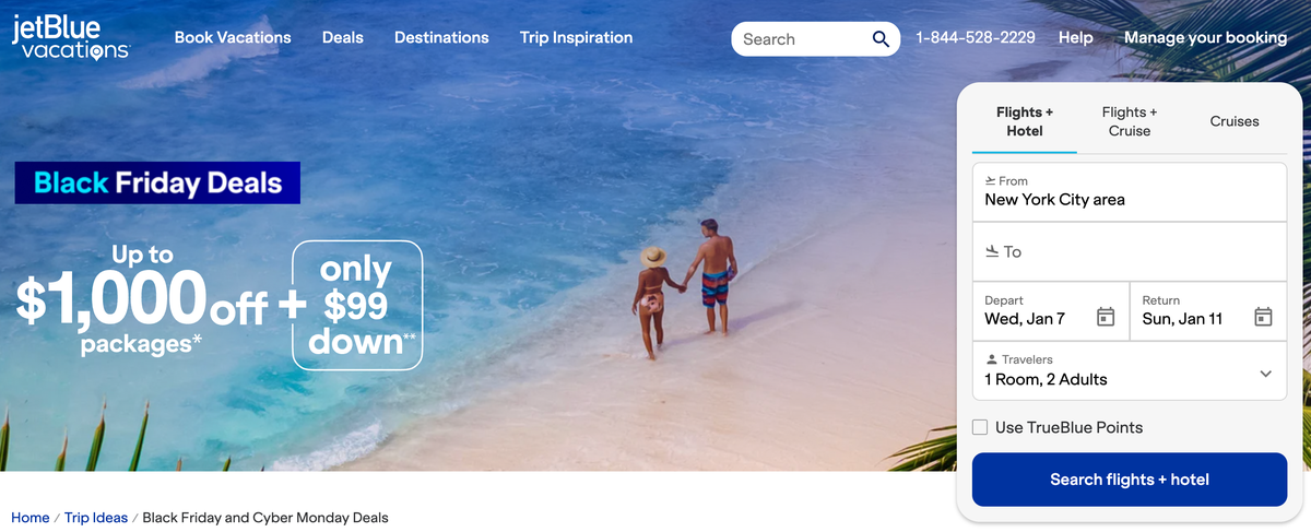 JetBlue Vacations Black Friday banner